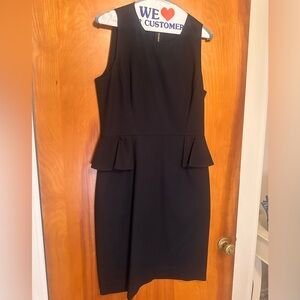 kate spade new york black woven sleeveless dress with peplum and exposed zipper